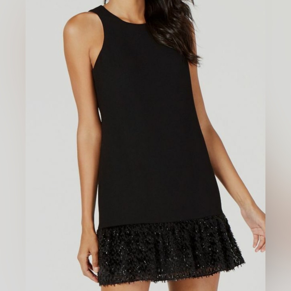 Trina Turk Black Mini Dress With Embellished Hem size 0 - Picture 1 of 5